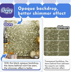 Qcity Light Gold Shimmer Wall Backdrop 24PCS, Black Back Not See-Through Design, Square Sequin Glitter Backdrop Panel, Perfect for Outdoor Events, Birthdays, Wedding and Party Decoration