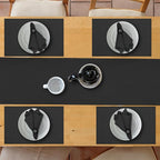 Ruvanti Linen Table Runner 108 Inches, Classic Hemstitch, Washable, Reusable, Non-Slipping, Stain Resistant- Perfect for Parties, Weddings, Dinners, Thanksgiving, Christmas, Indoor use – Black