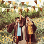 Brown Beige and Gold Party Decorations Fabric Triangle Pennant Banner Flag Bunting Garland for Boho Neutral Rustic Cowboy Western Teddy Bear Birthday Baby Shower Graduation Engagement Party Supplies