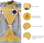MDS 2 Pack 14ft Chiffon Table Runner 29 x 170 Inches Sheer Wedding Runner Romantic Rustic Table Runner for Wedding Decorations, Birthday Parties, Bridal Shower Party Arch Decor - Gold