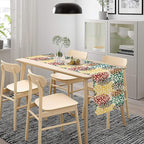Green Red Dahlia Flower Table Runner Chrysanthemum Geometric Kitchen Dining Bedroom Living Room Table Decor for Indoor Outdoor Home Party, 13x90 Inch