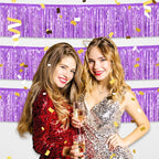 6 Pack 10 Feet Light Purple Foil Fringe Garland Metallic Tinsel Streamers Banner Wall Hanging Curtain Backdrop for Parade Floats, Birthday, Graduate, Mother's Day, Wedding Party Decoration