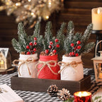 Christmas Mason Jars, Christmas Centerpieces for Tables, Wood Tray & 3 Painted Decorative Jars, Xmas Table Centerpieces Decoration, Farmhouse Dining Table Kitchen Decorations Home Decor