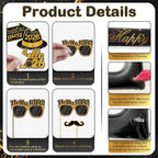 2026 New Year Photo Booth Inflatable Frame Kit, 30Pcs New Years Photo Booth Props with Inflatable Picture Frame Black Gold Decorations for New Year Eve Party Selfie Props Supplies