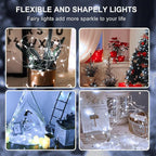 Aogist 50 Pack Fairy Lights 3 Modes 7ft 20 LED Waterproof,Battery Operated Silver Wire Firefly Starry Moon Mini String Lights for Mason Jars Christmas DIY Crafts Wedding Party Bedroom,White