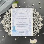 20 sets glitter snowflake invitations,laser cut wedding invitations,DIY wedding invitations,invitation card pocket envelop for all occation