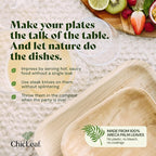 Chic Leaf Compostable & Biodegradable Palm Leaf Disposable Bamboo Plates - Disposable Party Plates for Appetizers - Camping Essentials - Reusable Party Supplies (10 & 7 Inch Square)