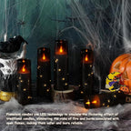 Flickering Flameless LED Candles, 9 Pcs with Embedded Star String, Acrylic LED Pillar Candles with Remote, Suitable for Home Decoration (Black)