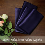Manyshofu 60 Pieces Purple Satin Napkins - 20x20 Inches Cloth Napkins, Square Satin Fabric Napkins Set - Soft & Reusable Table Napkins for Wedding Dinner Party Lunch