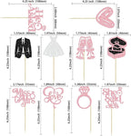 Gyufise 30Pcs She Said Yes Cupcake Toppers Glitter Diamond Ring I Do Love Cupcake Picks Miss to Mrs He Asked Bridal Shower Wedding Engagement Bachelorette Cake Decoration Pink