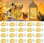 Minetom 20 Pack Fairy Lights Battery Operated String Lights, 8 Modes & Timer, 7ft 20LED Warm White Waterproof Silver Wire Twinkle Lights, Firefly Starry Moon Lights for Mason DIY Christmas Wedding