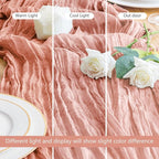 Asee'm Cheesecloth Table Runner 120 Inches Dark Rose Boho Gauze Cheese Cloth Runner 10FT Rustic Sheer Fall Table Runners for Thanksgiving Wedding Baby Shower Holiday Party Decoration