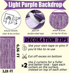 4 Pack Light Purple Fringe Curtain Backdrop, 3.2Ft x 6.6Ft Metallic Tinsel Foil Fringe Streamers Curtains Background for Photo Booth Birthday Baby Shower Party Thanksgiving Christmas Decorations
