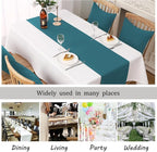 DUALIFE Teal Table Runner 14x72 inch Solid Color Thick Polyester Decorative Cloth Handcrafted for Wedding Party Birthday Graduations Hotel Restaurant Banquet Catering Services Event
