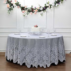 Tableclothsfactory 120" White Premium Lace Round Tablecloth for Banquet Party Wedding Event Home Decor