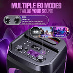 W-KING Portable Speaker Bluetooth Partybox Loud, 370W MAX Pro Sound, Deepest Bass,Large Outdoor Boom Box Wireless,Telescopic Handle&Sturdy Wheels, 25H, Futuristic Light,CSB,MIC&Guitar in,Fast Charge