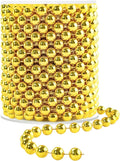 Faux Gold Pearl Bead Garland - 10mm Christmas Tree Beads 11 Yards Gold Pearl Strands Spool for Wedding Party Christmas Tree Decoration