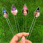 50 Pcs Personalized 50th To 90th Birthday Drink Stirrers With Photo Face, Custom Photo Cutout Stir Stick, 60th 70th 80th Birthday Party Decorations, Decor For Retirement, Graduation Parties