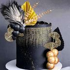 Boho Cake Topper Man Cake Toppers Happy Birthday Cake Topper Black Gold Balls Cake Decorations for Roaring 20s Cake Decoration Wedding Baby Shower Party Decoration