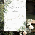 Editable Welcome Sign, Welcome Sign, Geometric Greenery Sign, Floral, Eucalyptus Wedding Sign