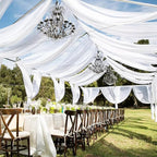 6 Panels White Wedding Ceiling Drapes 5ftx30ft Ceiling Drapes Chiffon Fabric Arch Draping Sheer Curtains Soft Drapery Draping Wedding Ceiling Decorations for Party Ceremony Stage Swag