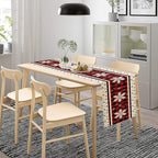 Snowflakes Christmas Table Runner,Red Buffalo Plaid Seasonal Winter Kitchen Dining Table Decoration for Home Party Decor 13x60 Inch
