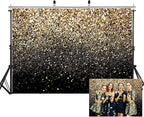 SJOLOON Black and Gold Backdrop Gold Spots Backdrop Vinyl Photography Backdrop Vintage Background for Family Birthday Party Newborn Studio Props 11547 (12x10FT)