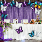Sugargirl Purple Sequin Backdrop Curtain 4 Panels 2FTx8FT Glitter Purple Background Drapes Sparkle Photography Backdrop for Party Wedding Birthday Wall Decoration