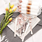 Supernal Set of 60 Packs Rose Gold Silverware - Heavy Weight Cutlery with Linen Napkin Suit for Wedding, Party
