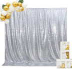 SquarePie Sequin Backdrop Curtain Not See Through Background for Wedding Party 7FT x 7FT Silver