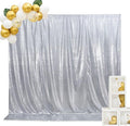 SquarePie Sequin Backdrop Non-Transparent Sparkly Background for Wedding Party 4FT x 7FT Silver