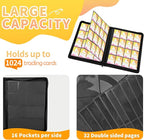 Premium 1000+ Pockets Trading Card Binder, 16-Pocket Ringless Side-Loading Album for TCG, MTG, Lorcana, Sports & Standard-Size Cards (Black2)