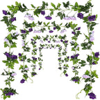 JUSTOYOU 2 Pack (15.8FT) Fake Rose Garland, Artificial Roses Vines Flower Garland Hanging Floral Vine Wedding Home Backdrop Party Arch Arrangement Decoration