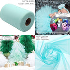 Aqua Blue Tulle Fabric Rolls 6 Inch by 100 Yards (300 feet) Fabric Spool Tulle Ribbon for DIY Tutu Bow Baby Shower Birthday Party Wedding Decorations Christmas Craft Supplies