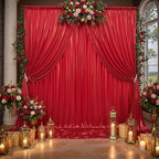 10x10ft Thick Red Glitter Backdrop Curtain Panels for Parties, Wrinkle Free Sequin Sparking Photo Backdrop Drapes, 2 Panels 5x10ft Shimmer Back Drop Cloth for Wedding Birthday Photography