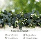 Eucalyptus Garland, 2 Packs 6FTGreen Flower Garland Decor, Artificial Faux Eucalyptus Leaves Greenery Vines for Table Runner Wedding Bedroom Mantle Centerpieces Backdrop Decorations