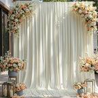 20×12ft Wrinkle Free Ivory Backdrop Curtain for Wedding Parties, 4 Panels 5×12ft Long Soft Silky Polyester Backdrop Drapes Cream Photo Back Drop Curtains for Party Photography Background Cloth