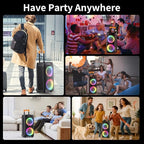 JYX Karaoke Machine with 2 Wireless Microphones, 8" Big Portable Bluetooth Speaker for Adults with RGB Light PA System Treble & Bass, Support TWS/USB/AUX/TF Card/REC, for Home Party Outdoors