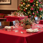 sancua Christmas Red Square Tablecloths 60x60 Inch, 2 Pack - Fabric Table Cloth for Square or Round Tables, Washable Polyester Table Cover for Dinner, Holiday Party, Decorative Display Tables
