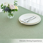 maxmill Linen Textured Rectangle Tablecloth Water Resistant Wrinkle Free Spill-Proof Stain Proof Table Cloth for Dining Room Decoration Banquet Party Wedding Holiday Dinner, 52 x 84 Inch Sage Green