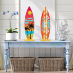 Blulu 4 Pcs Surfboard Table Decorations Surfboard Beach Signs Welcome to Paradise Sign Tropical Bar Table Centerpieces Endless Summer Wood Decor Flip Flop Letters for Home Decor(12.6 x 3.66 Inch)