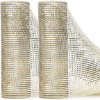 Ribbli 2 Rolls Champagne Gold Metallic Mesh Ribbon Champagne Gold Deluxe Foil Christmas Ribbon for Christmas Tree Wreath Swags Wedding Garland 10 inch x 30 feet(10Yard) Per Roll
