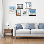 8.5x11 Picture Frame Set of 2, Natural Oak Certificate Document Frames with Glass Collage Frame, Display Pictures Two 5x7 With Mat or 8.5 x 11 Without Mat for Wall Hanging or Tabletop