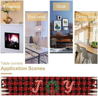 Christmas Table Runner, Red Winter Xmas Holiday Table Cloth Kitchen Dining Table Decoration for Home Party Decor 13x90 Inch