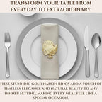 Set of 12 Turkey Napkin Rings for Thanksgiving Table Decor | Premium Metal Dinnerware Holders | Fall Harvest, Christmas & Holiday Banquet Accessories (Gold) - ALPHA Living HOME