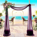 MDS Halloween Chiffon Draping Fabric - 2 Panel, 30" Wide x 100ft Long - Sheer Spooky Arbor & Canopy Drapery for Haunted House Backdrops, Party Ceilings, DIY Costumes & Themed Events - Eggplant