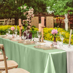 TURSTIN 4 Packs Gradient Sage Green Satin Tablecloth 102 x 58 Inch Overlay Satin Table Cover Rectangle Bright Silk Tablecloth Smooth Fabric Table Decoration for Wedding Banquet Party Events