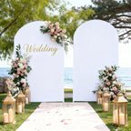 6.6FT White Arch Backdrop Cover - Polyester Fitted Wedding Arch Stand Covers Round Top Chiara Arch Backdrop Cover for Birthday Party Banquet Photo Background Decoration