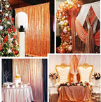 Poise3EHome Rose Gold Sequin Backdrop Curtains,4 Panels 2FTx8FT Glitter Background for Party Birthday Party Baby Shower Wedding Christmas Thanksgiving Halloween Holiday Festival Decor