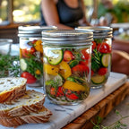 ComSaf Wide Mouth Mason Jars 16 oz with lids - 4 Pack, Pint Mason Jars with Seal Bands, Glass Canning Jars for Honey, Jam, Jelly, Coffee, Salad, Desert, Shower Wedding Favors, DIY Candles Decor